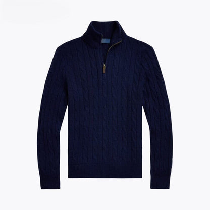 Cable-Knit Cashmere Quarter-Zip Jumper