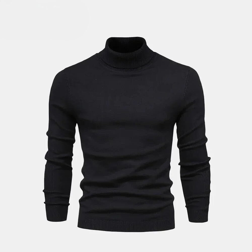 Turtleneck Cable-Knit Wool Knit Sweater