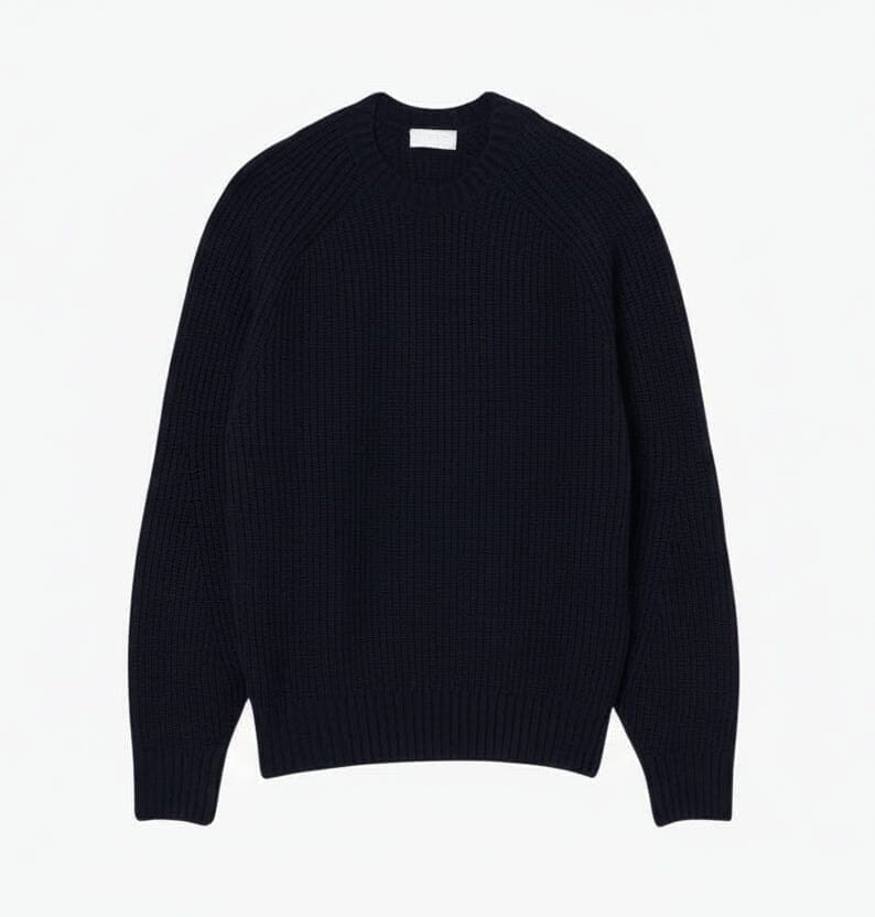 Thick Carded Wool Crew Neck Sweater