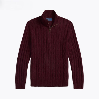 Cable-Knit Cashmere Quarter-Zip Jumper