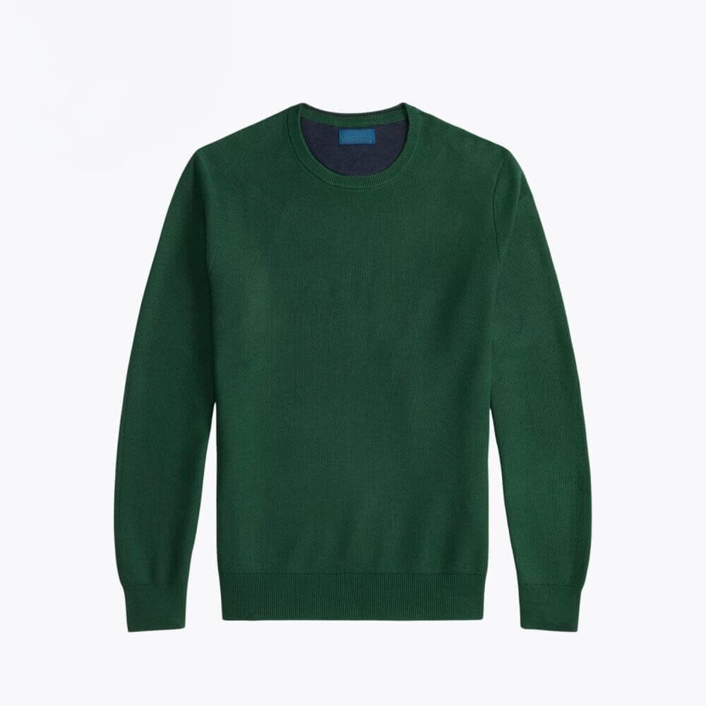 Mesh-Knit Cotton Crewneck Sweater
