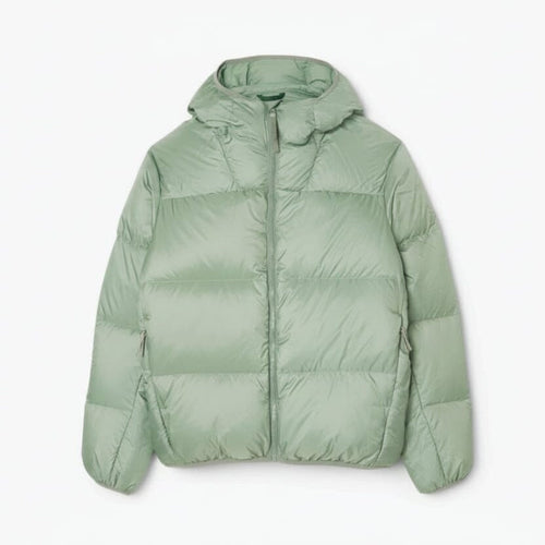 Short Water-Repellent Hooded Puffed Jacket